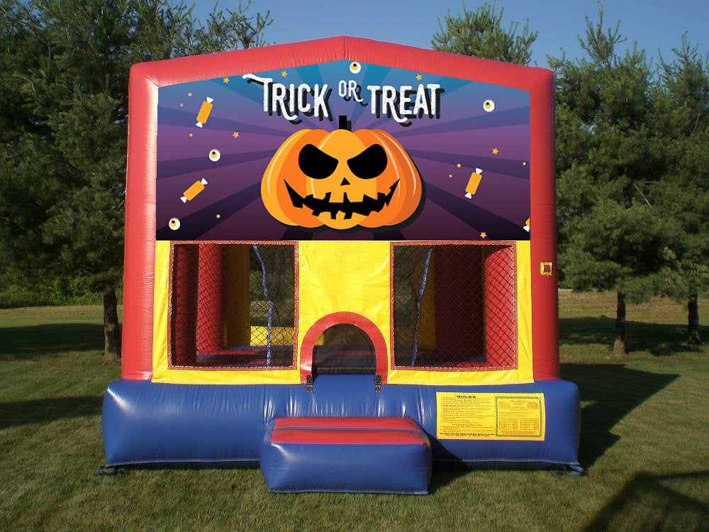 Halloween trick or treat banner on bounce